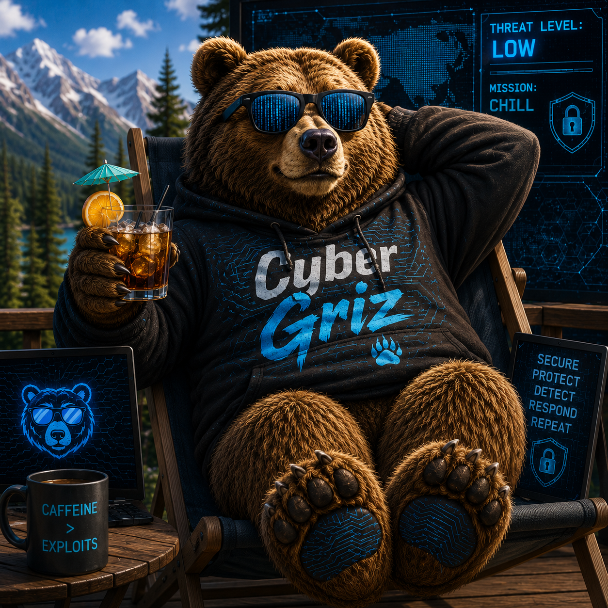 Cyber Griz mascot representing cybersecurity mentoring